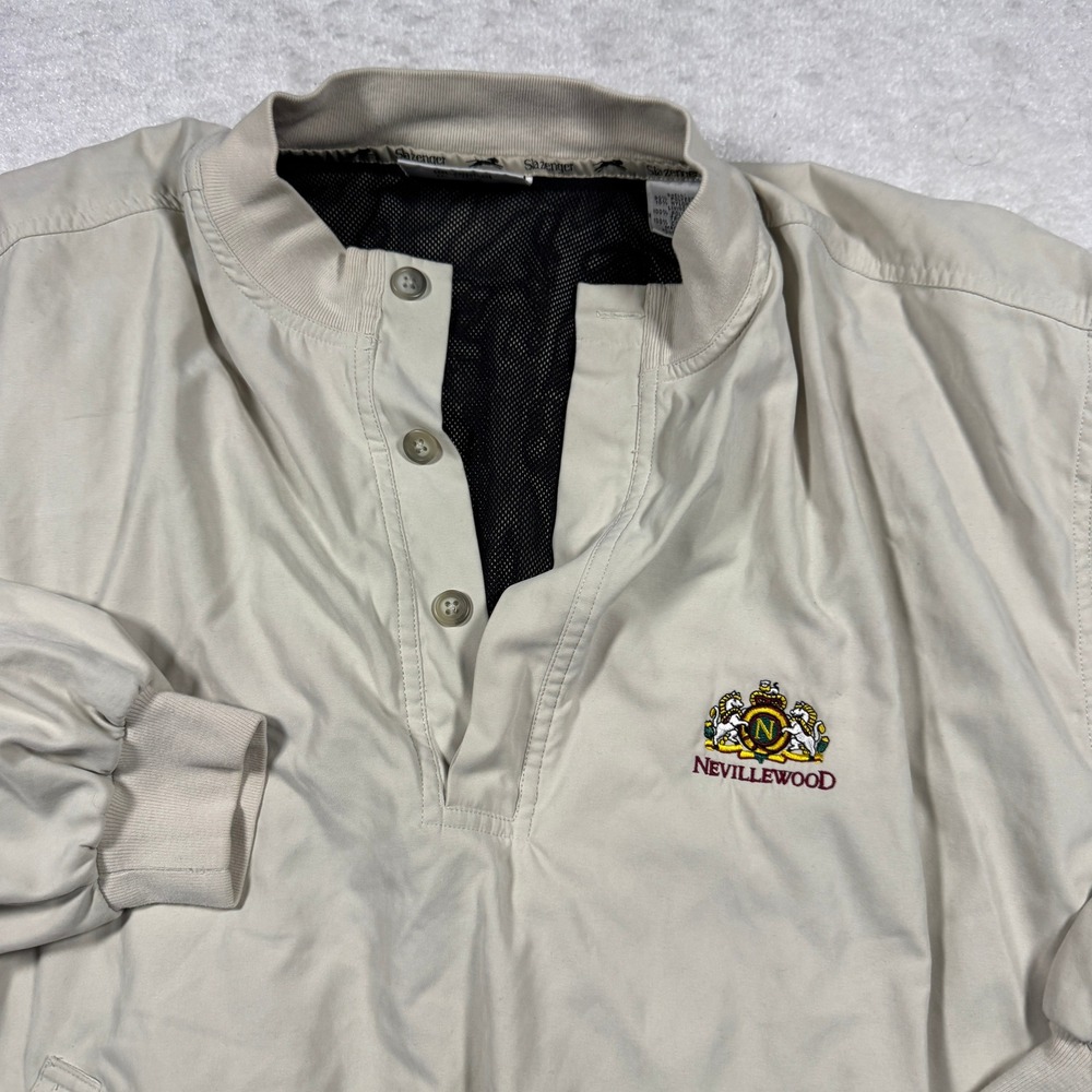 Slazenger Mens Beige Golf Pullover‎ Windbreaker Jacket L Nevillewood CC - Picture 2 of 10
